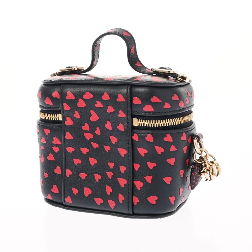 CHRISTIAN DIOR Lady Vanity Case Heart Black Red Leather Bag - Picture 2 of 9